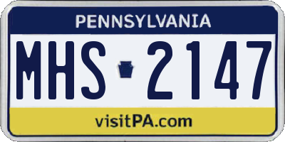 PA license plate MHS2147