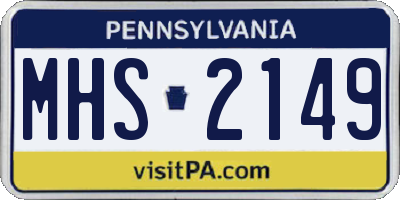 PA license plate MHS2149