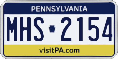 PA license plate MHS2154