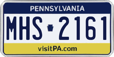 PA license plate MHS2161