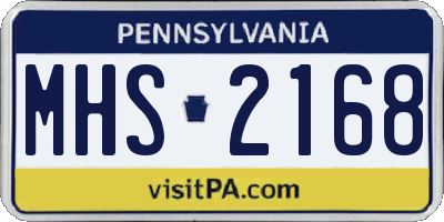PA license plate MHS2168