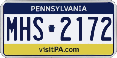 PA license plate MHS2172