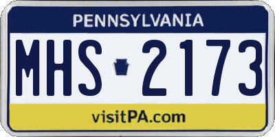 PA license plate MHS2173