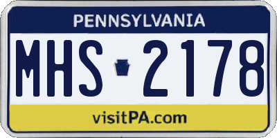 PA license plate MHS2178