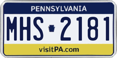 PA license plate MHS2181