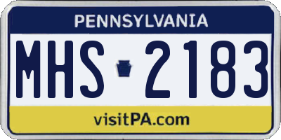 PA license plate MHS2183