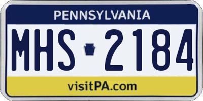 PA license plate MHS2184