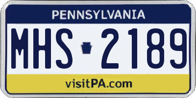 PA license plate MHS2189