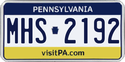 PA license plate MHS2192