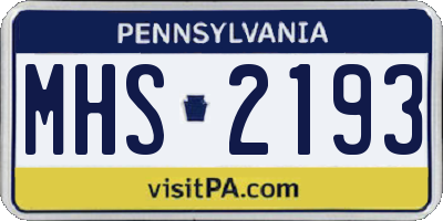 PA license plate MHS2193