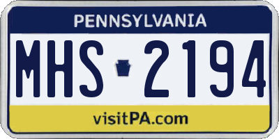 PA license plate MHS2194