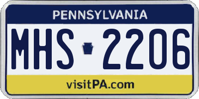PA license plate MHS2206