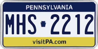 PA license plate MHS2212