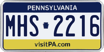 PA license plate MHS2216
