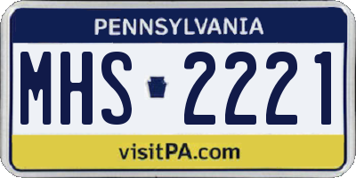 PA license plate MHS2221