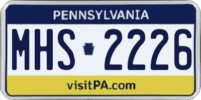 PA license plate MHS2226