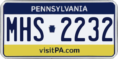 PA license plate MHS2232