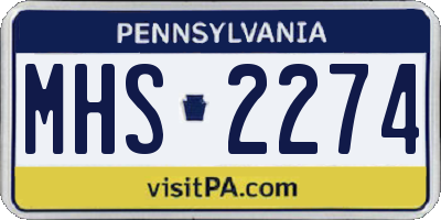 PA license plate MHS2274