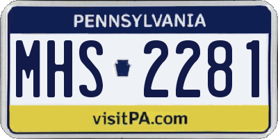PA license plate MHS2281