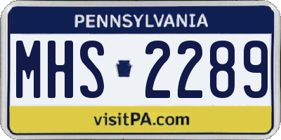 PA license plate MHS2289