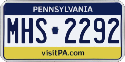 PA license plate MHS2292