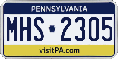 PA license plate MHS2305