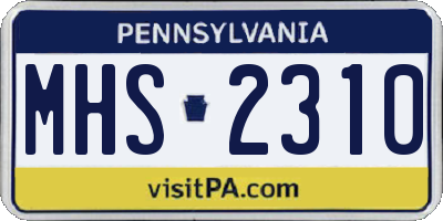 PA license plate MHS2310
