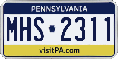 PA license plate MHS2311