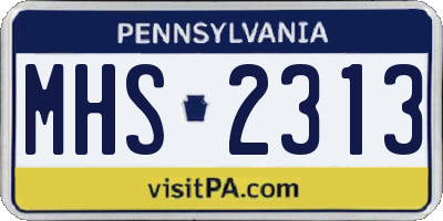 PA license plate MHS2313