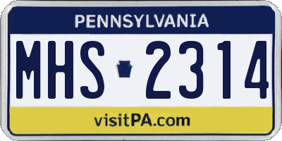 PA license plate MHS2314