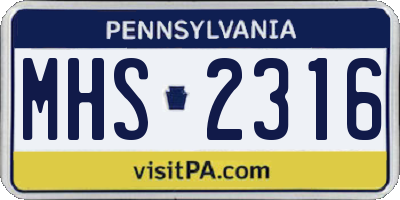 PA license plate MHS2316