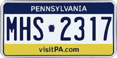 PA license plate MHS2317