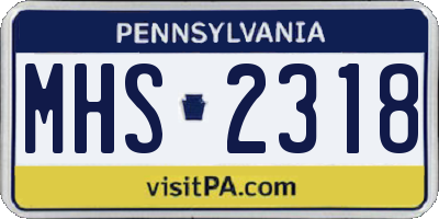 PA license plate MHS2318