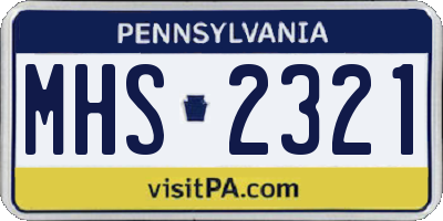 PA license plate MHS2321