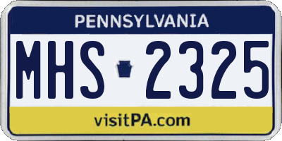 PA license plate MHS2325