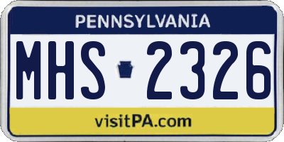 PA license plate MHS2326