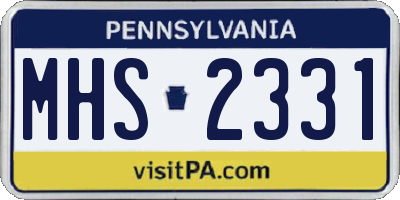 PA license plate MHS2331