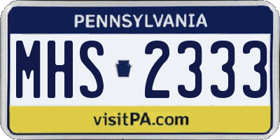 PA license plate MHS2333