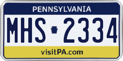 PA license plate MHS2334
