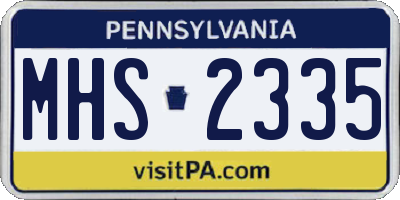 PA license plate MHS2335
