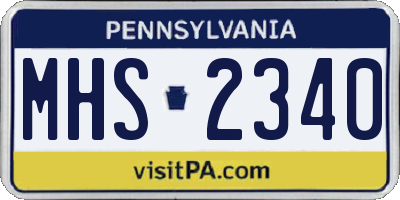 PA license plate MHS2340