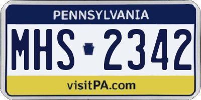 PA license plate MHS2342