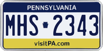 PA license plate MHS2343