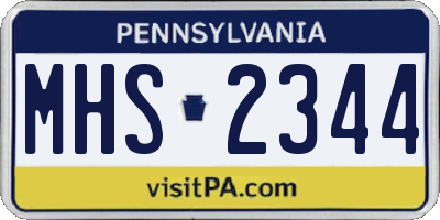PA license plate MHS2344