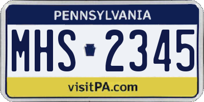 PA license plate MHS2345