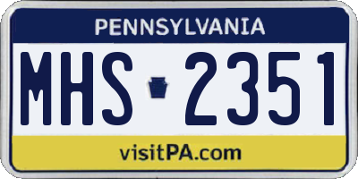 PA license plate MHS2351