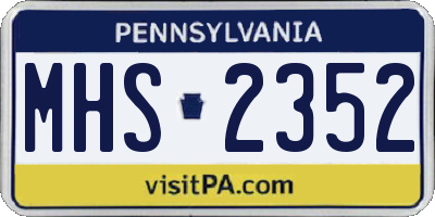 PA license plate MHS2352