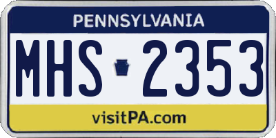 PA license plate MHS2353