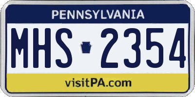 PA license plate MHS2354