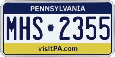 PA license plate MHS2355